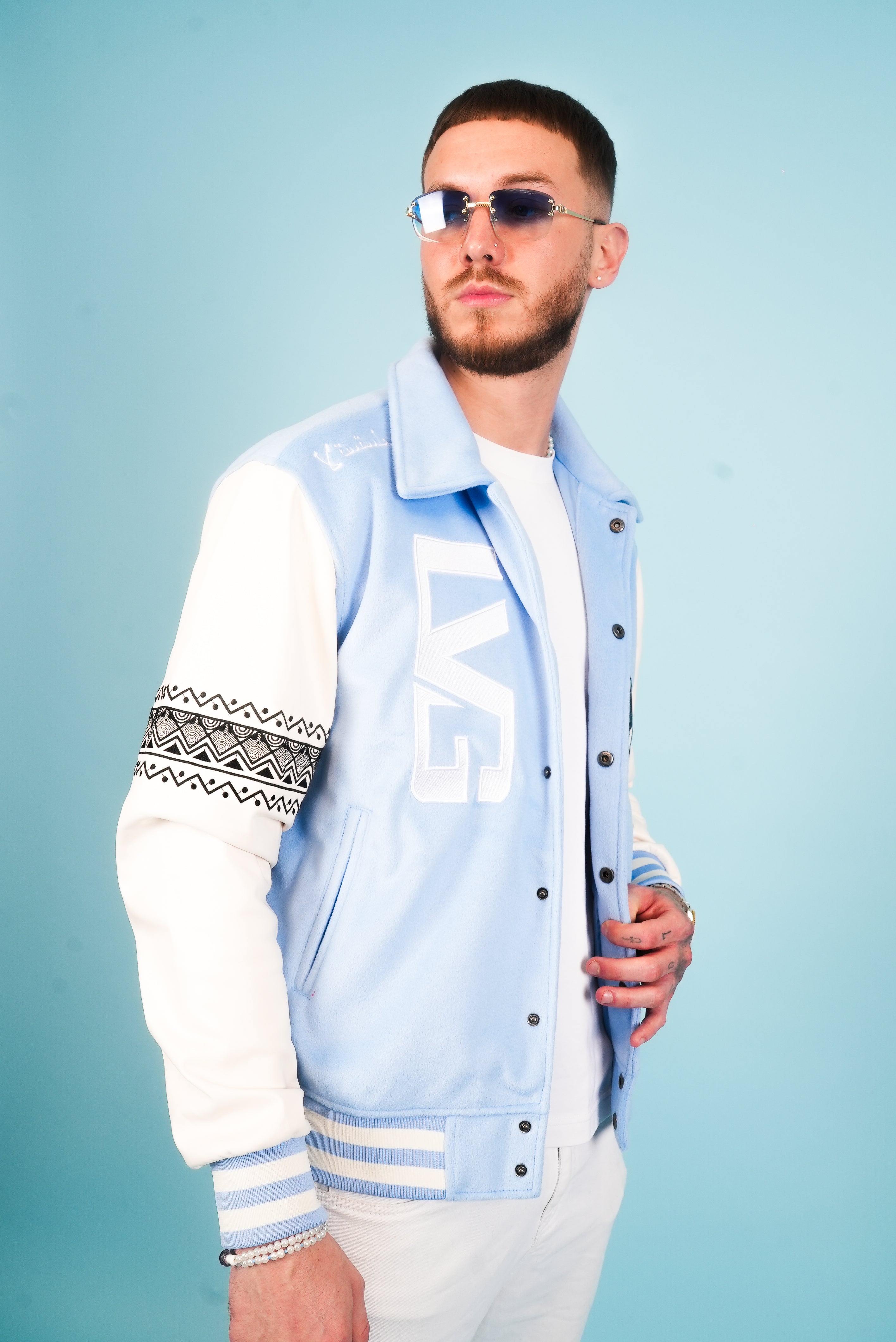 Lightweight Aqua Blue Varsity